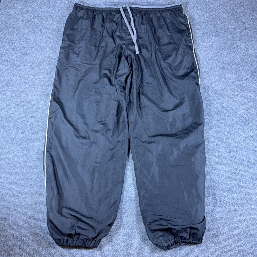 Y2K Starter Mens Black Track Pants Windbreaker Joggers XL 40-42 Lined Sport